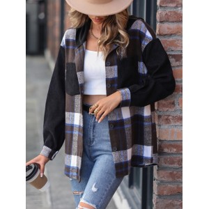 Plaid nt Drop Shoulder Hooded Coat