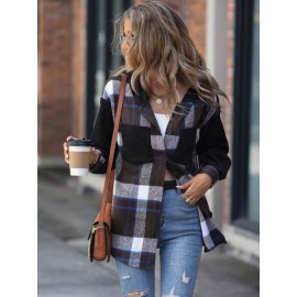 Plaid nt Drop Shoulder Hooded Coat