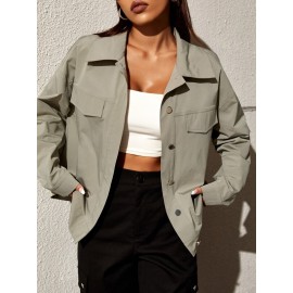 Flap Detail Drop Shoulder Coat