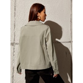 Flap Detail Drop Shoulder Coat