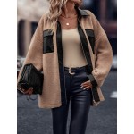Flap Pocket Drop Shoulder Teddy Coat