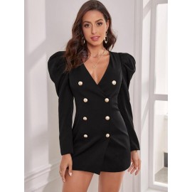 Gigot Sleeve Double Breasted Coat