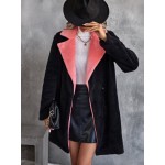 Lapel Neck Double Button Teddy Coat