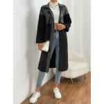 Drop Shoulder PU Leather Coat