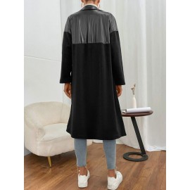 Drop Shoulder PU Leather Coat