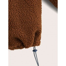 Floral nt Colorblock Lantern Sleeve Teddy Coat