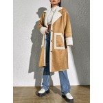 Teddy Lined Dual Pocket Drop Shoulder Faux Suede Coat