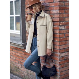 Contrast Trim Drop Shoulder Coat