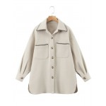 Contrast Trim Drop Shoulder Coat