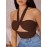 Cutout Self-Tie Halter Crop Top