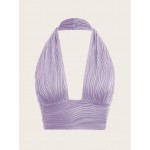 Solid Backless Crop Halter Top