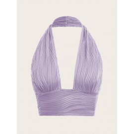 Solid Backless Crop Halter Top