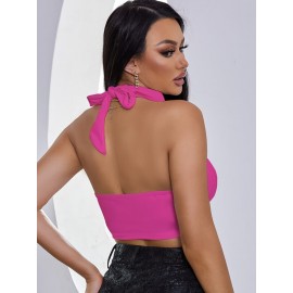 Tie Backless Hanky Hem Halter Top