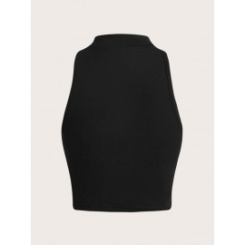Letter Graphic Top-stitching Halter Top
