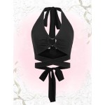 Crisscross Tie Backless Halter Top